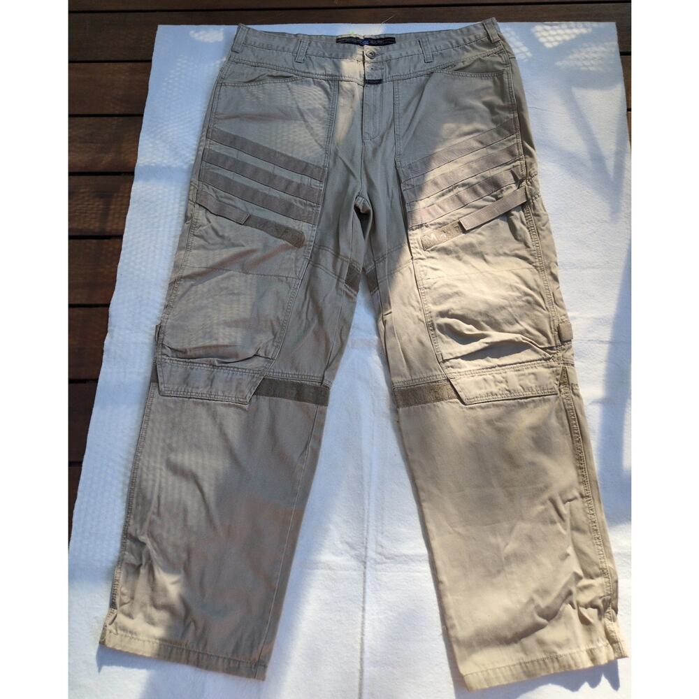 Vintage Y2K Marithe Francois Girbaud Shuttle Strap Pants 44 Baggy Cargo Tan EUC